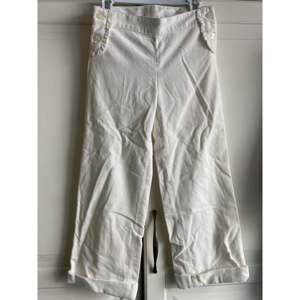 Janie and Jack Pant Girls Size 5 Ivory Cuffed Velveteen Holiday Traditions